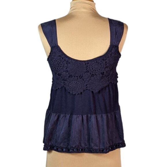 ANTHROPOLOGIE LITTLE YELLOW BUTTON Cotton and Silk Crochet Lace Embroidered Top - Picture 11 of 14